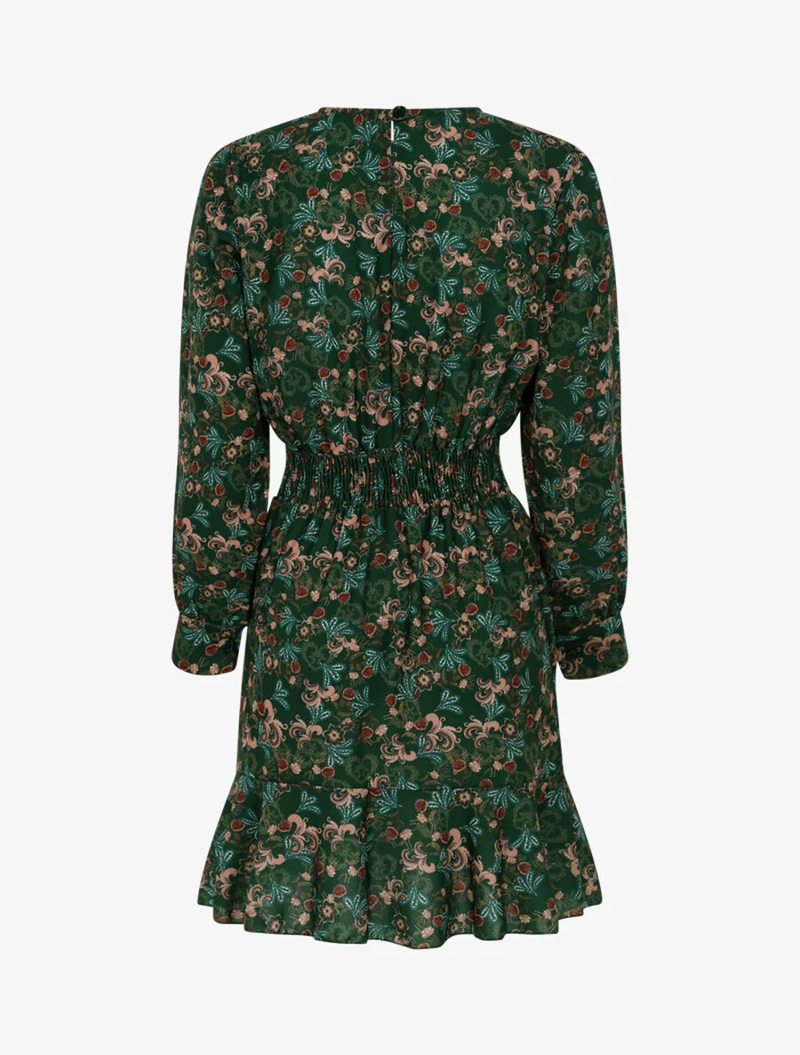Korte jurk met bloemen barokprint - Groen - Image 2