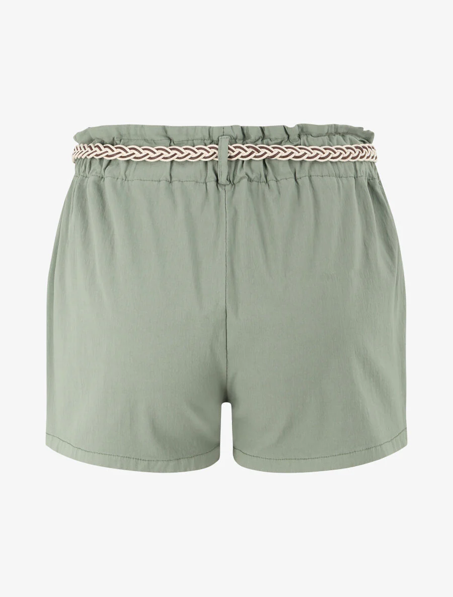 Korte papieren zak met hoge taille - Olijfgroen - Image 2