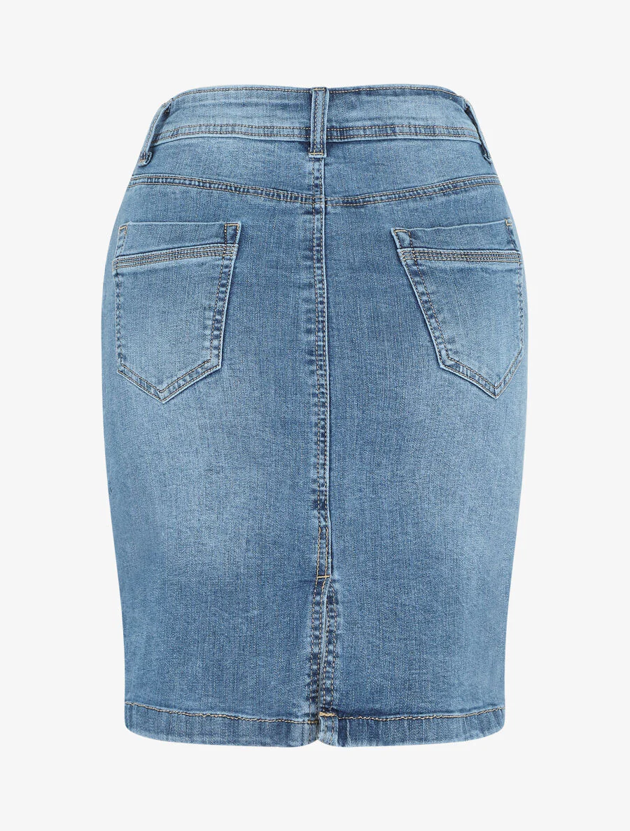 Korte rechte denim rok standaard maat - blauw - Image 2
