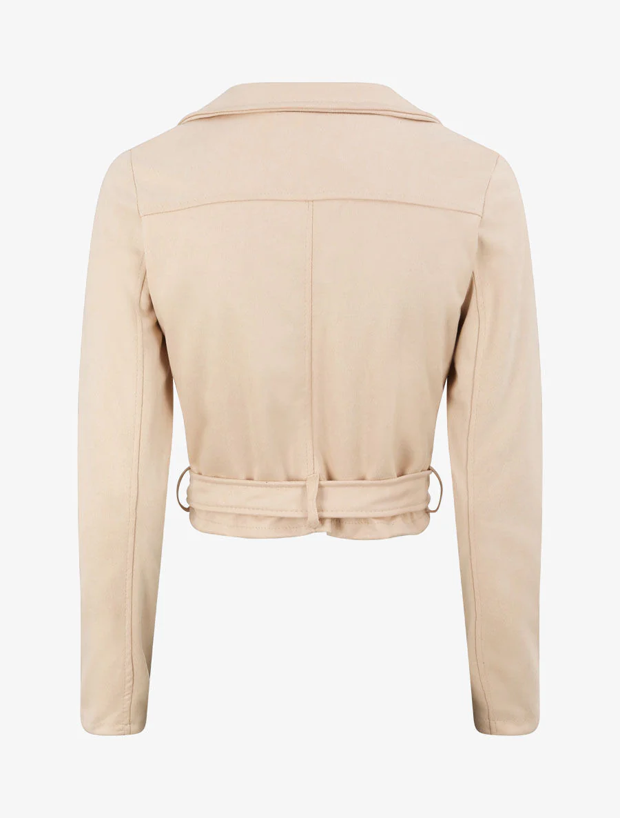 Korte suède jas - Beige - Image 2