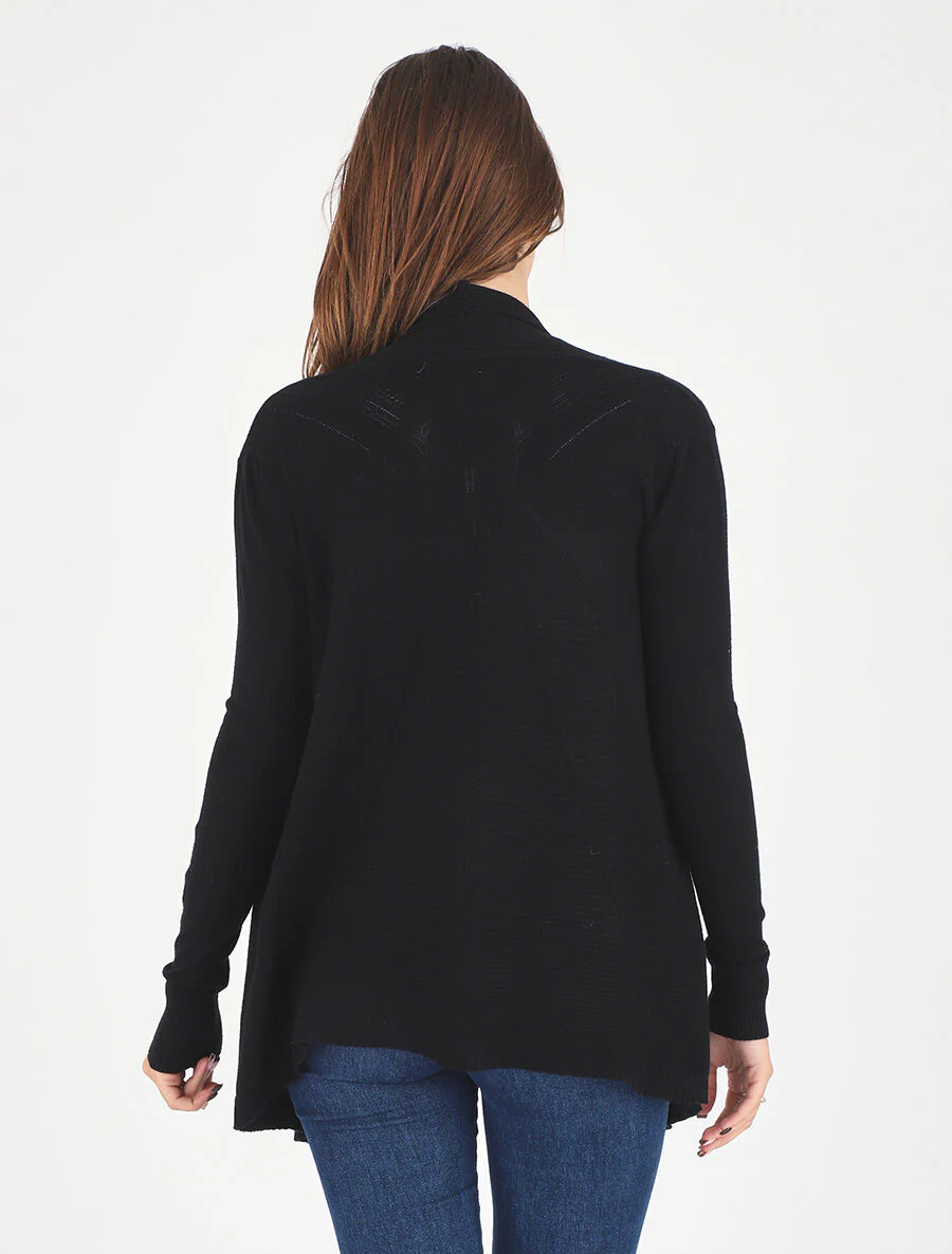 Lang. gebreid vest - zwart - Image 5