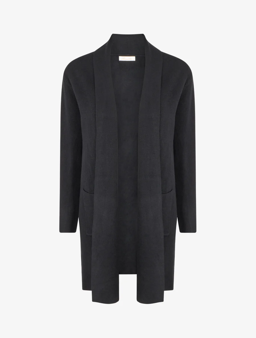 Lang gilet met sjaalkraag - Zwart