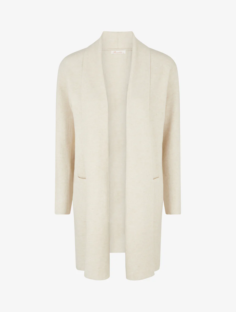 Lang gilet met sjaalkraag - Lichtbeige