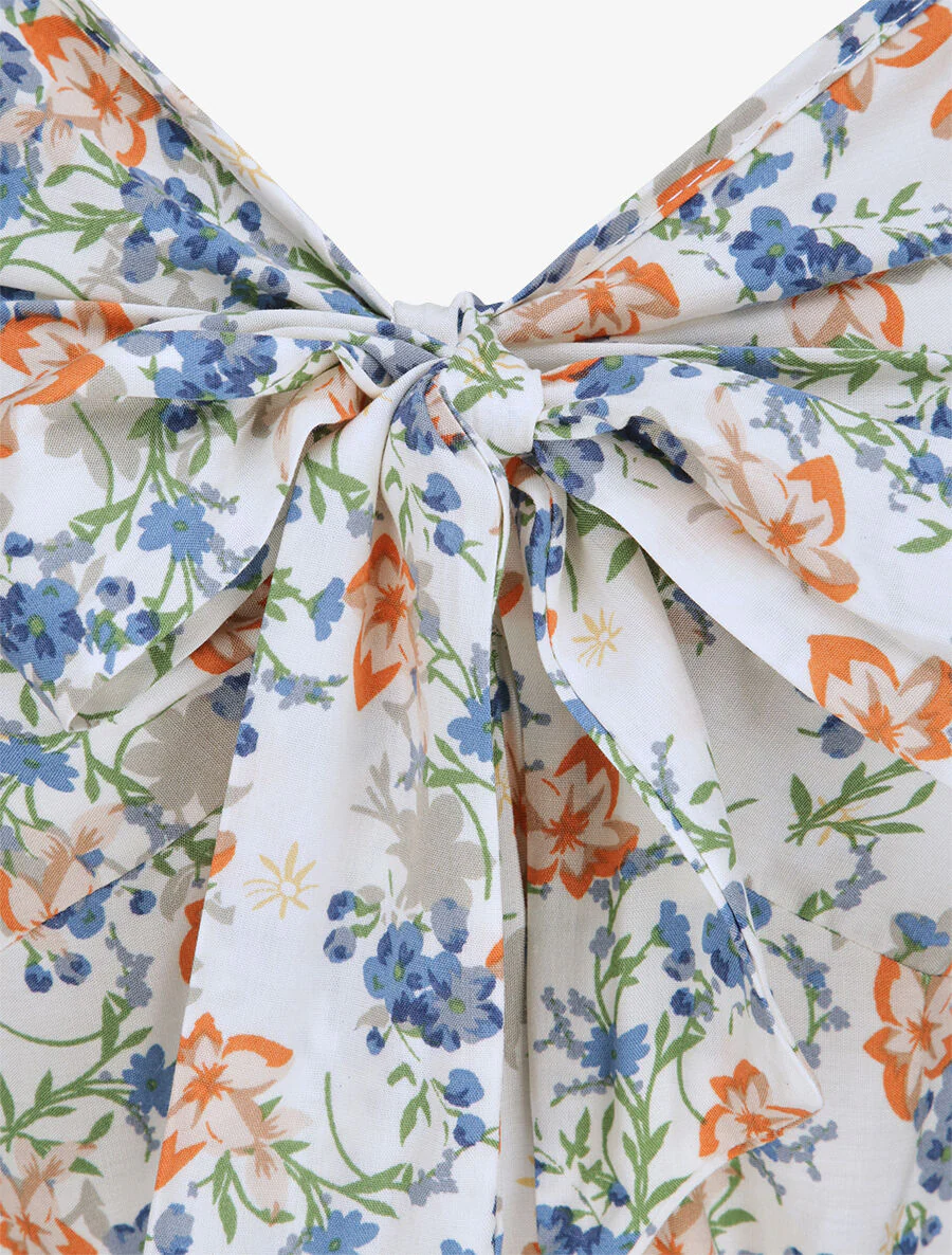 Lange bloemenprint Empire-snit jurk - Wit - Image 3
