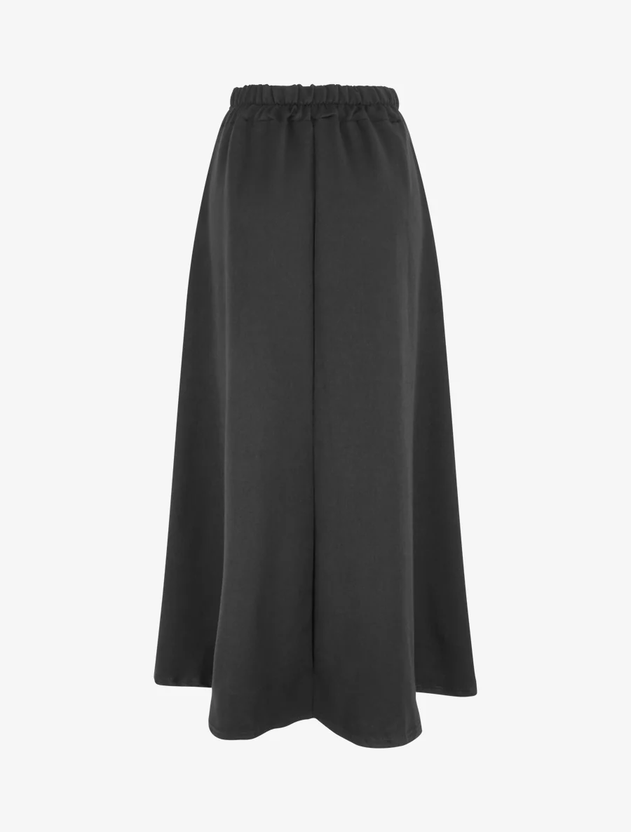 Lange effen rok met geborduurd detail - Zwart - Image 2
