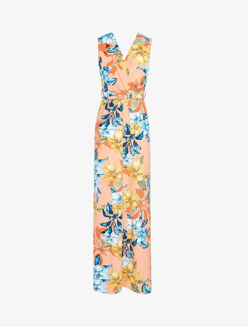 Lange jurk met een decolleté en een wikkelrug - oranje - Image 2