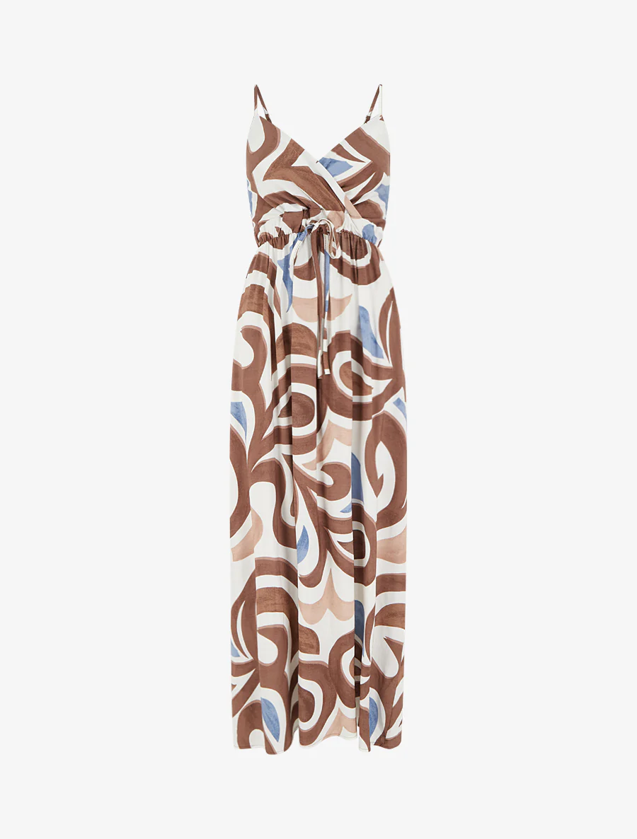 Lange jurk met fantasieprint - Bruin