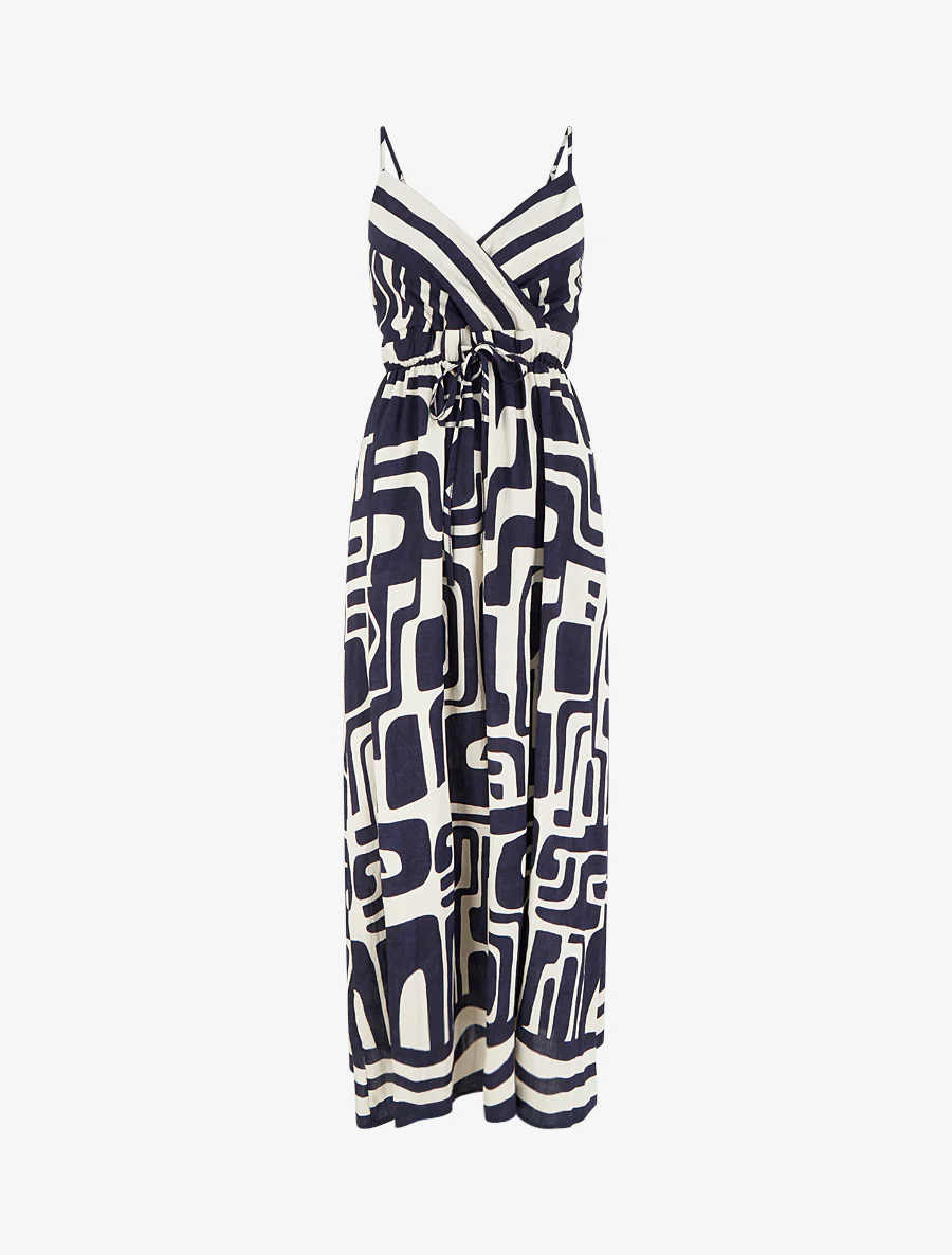 Lange jurk met grafische print - Marine