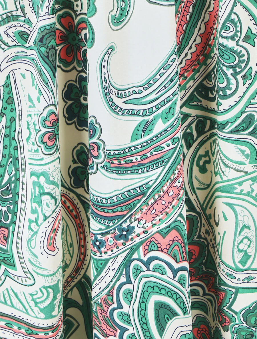 Lange jurk met korte mouwen en paisleyprint - groen - Image 3