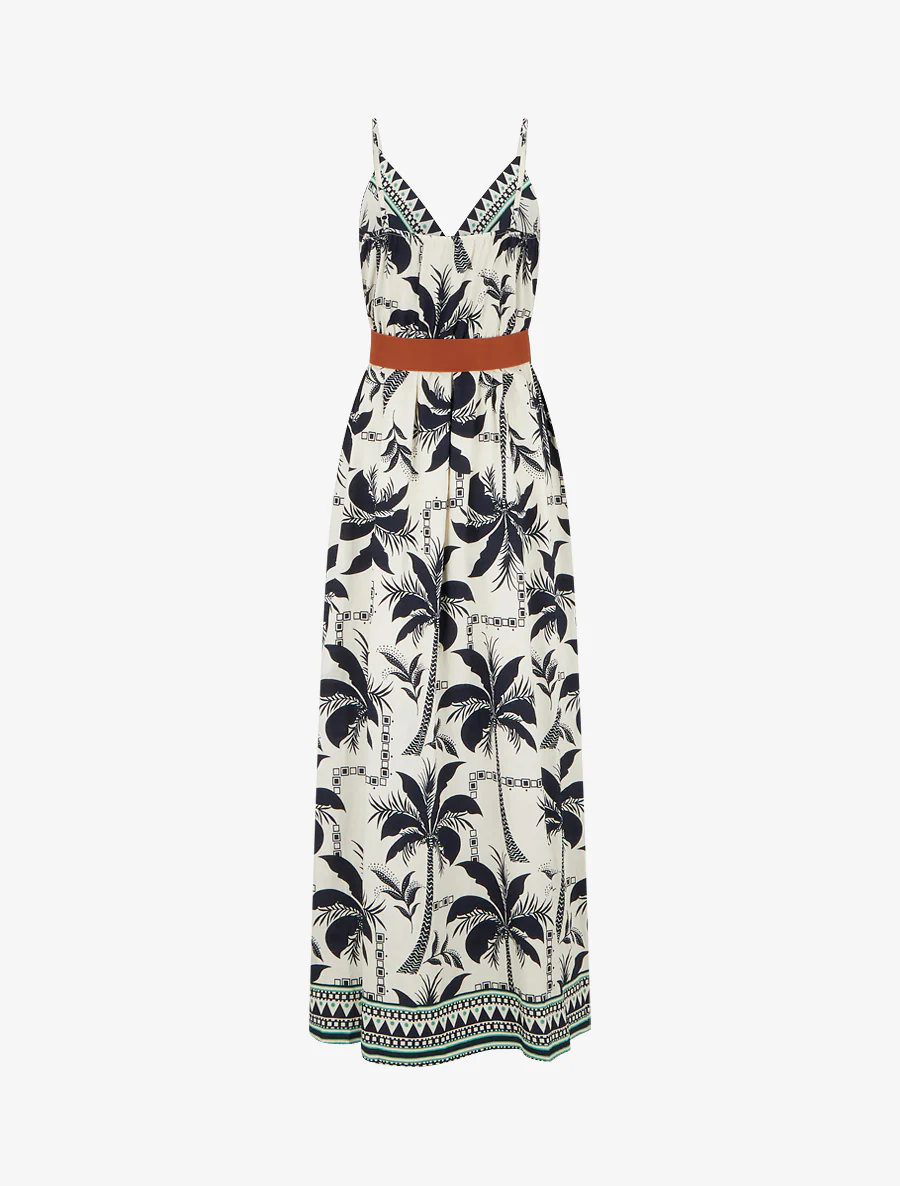 Lange jurk met palmprint - Marine - Image 2