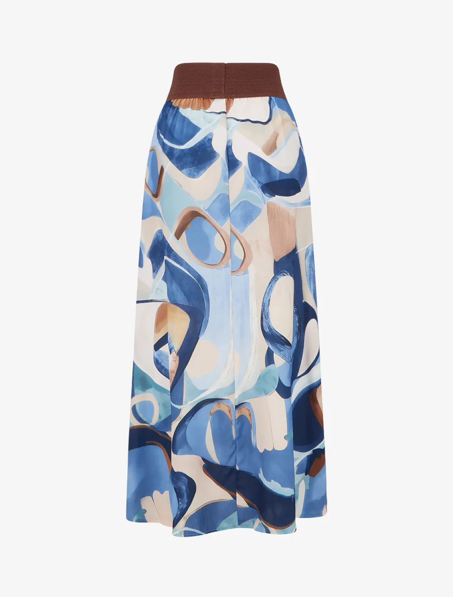 Lange rok met abstracte print en fantasietaille. - Blauw - Image 2