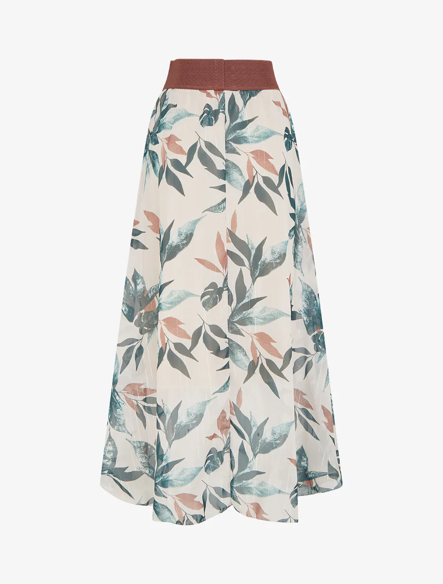 Lange rok met fantasie bladprint - Groen - Image 2