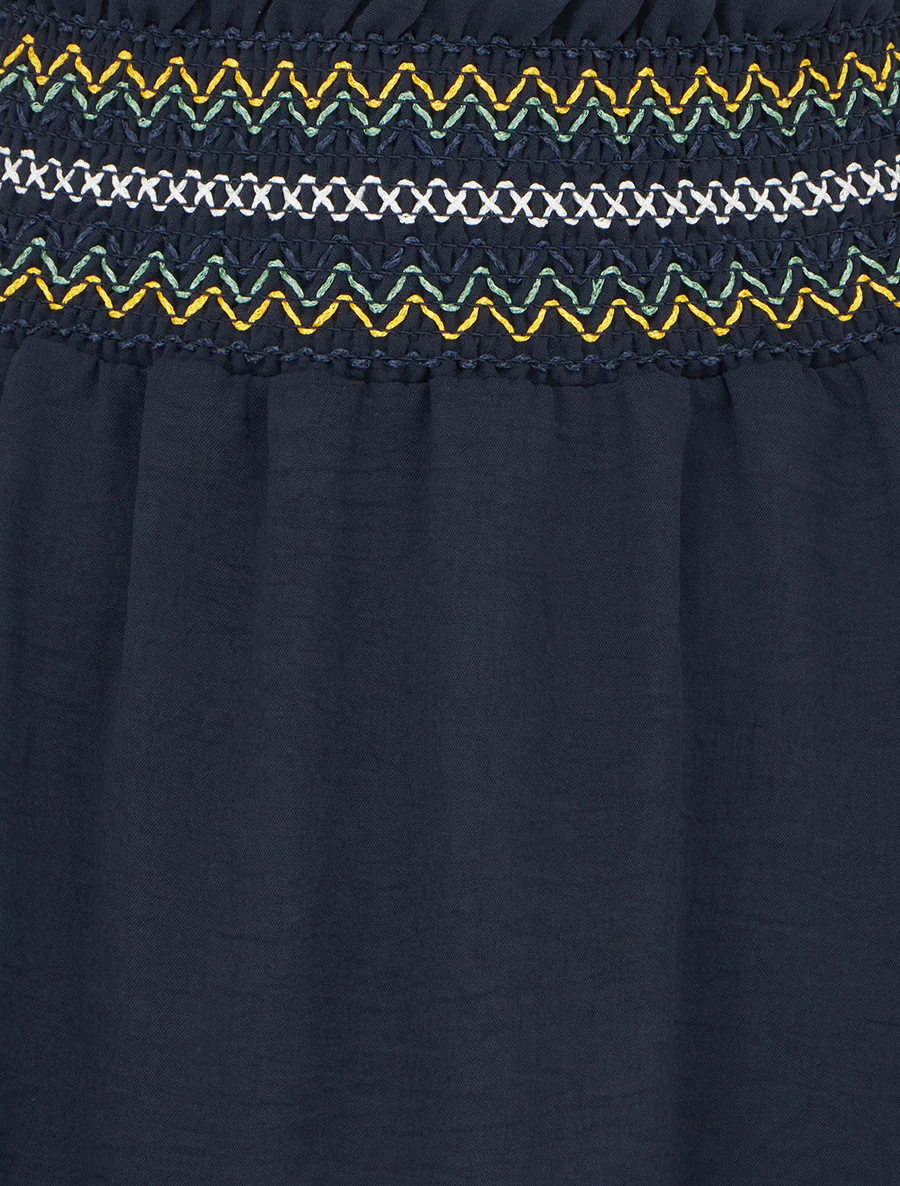 Lange uitlopende rok met elastische tailleband - Marine - Image 3