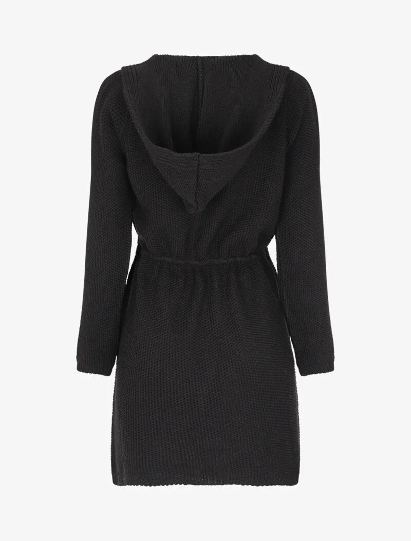 Halflang vest met capuchon - Zwart - Image 2