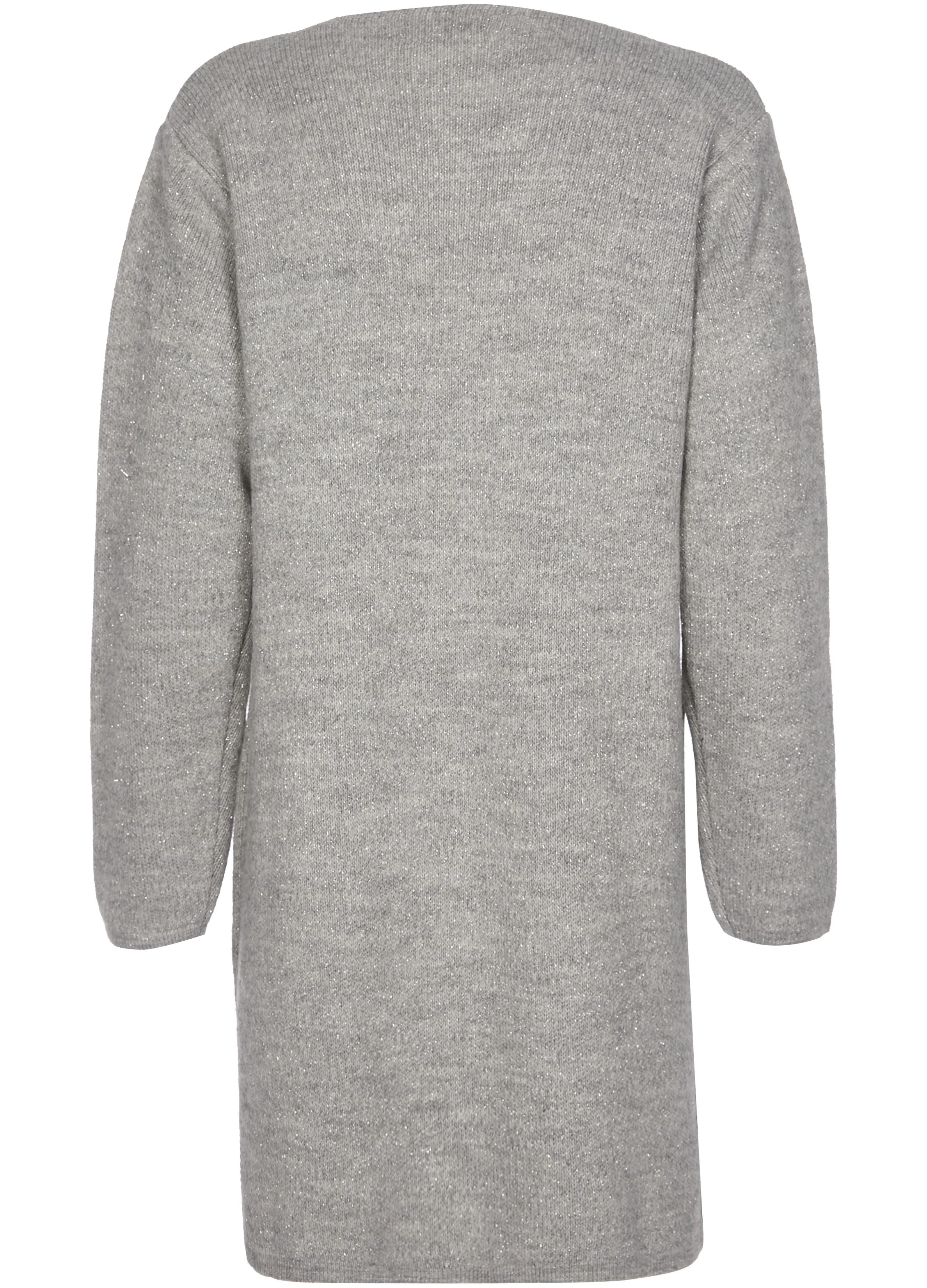 Lange vest met zilverkleurige draden - Grijs - Image 2