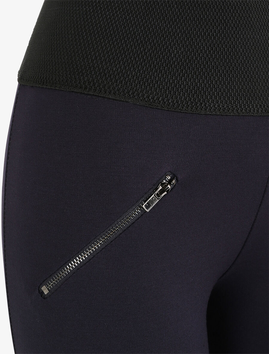 Ultra skinny legging met getextureerde taille en kleine ritsen - Marineblauw - Image 3