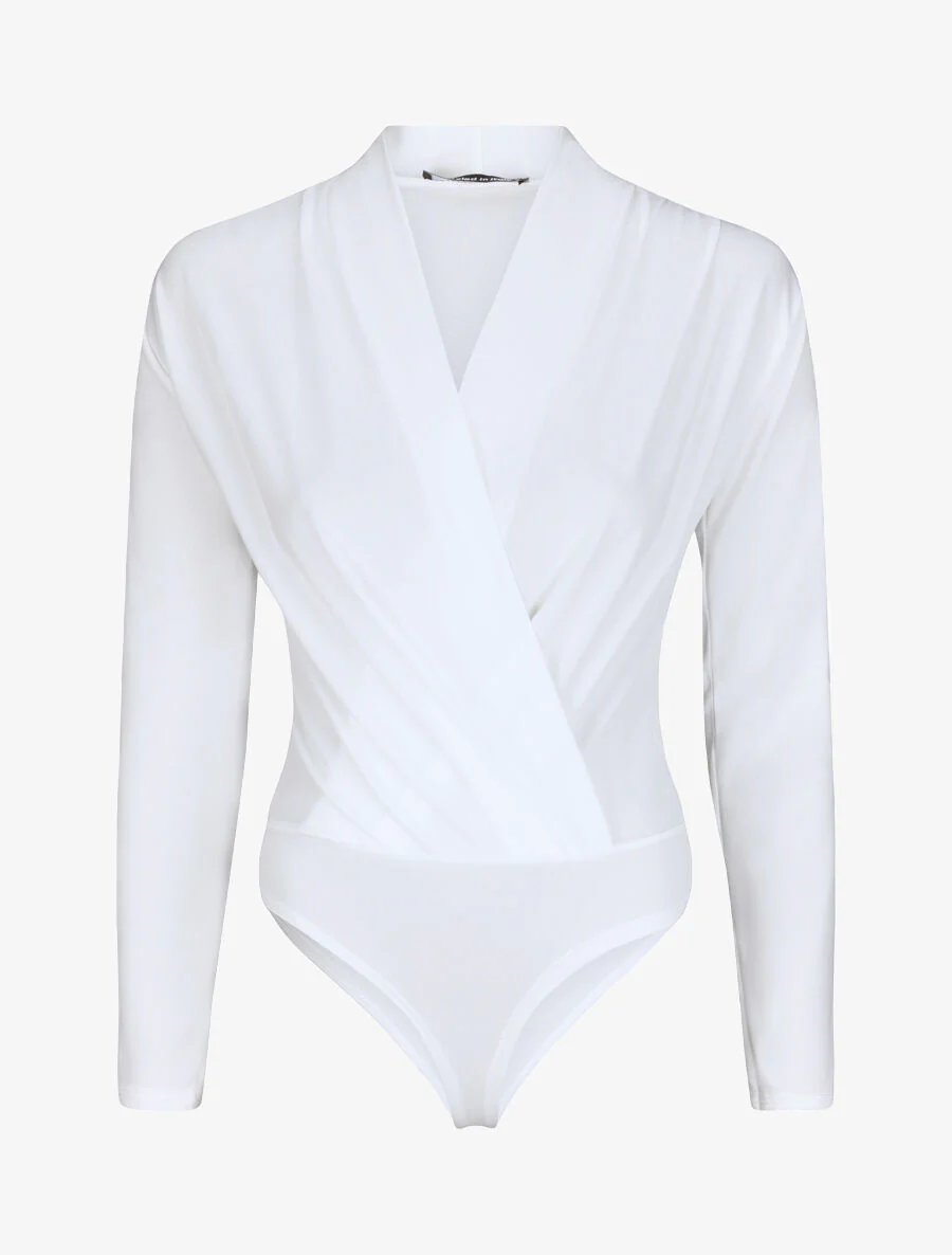 Body gedrapeerd met overslagkraag - Wit