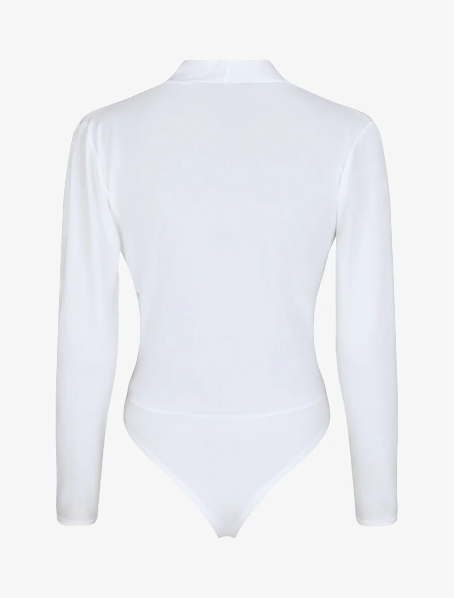 Body gedrapeerd met overslagkraag - Wit - Image 2