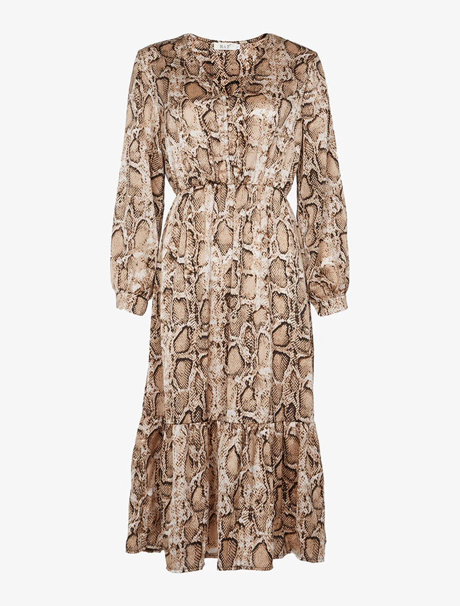 Lichte jurk met slangenprint - Beige