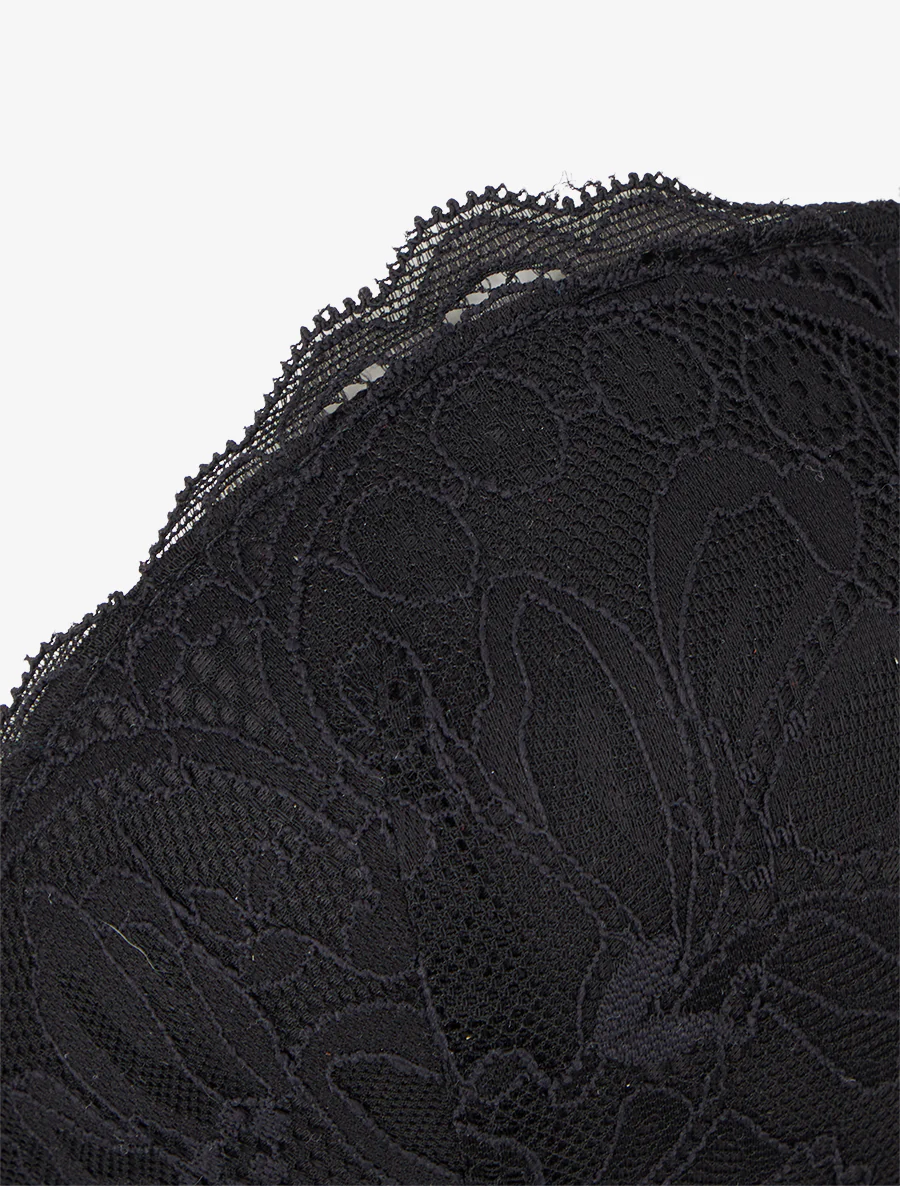 Lingerieset in korsetstijl met bloemenkant - Zwart - Image 4