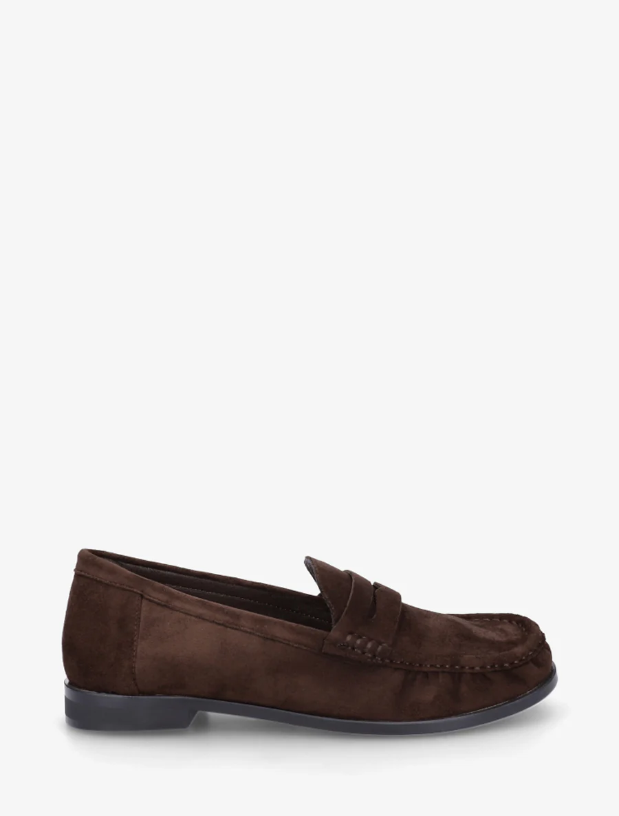Loafers in suèdine met geplooid effect - Bruin