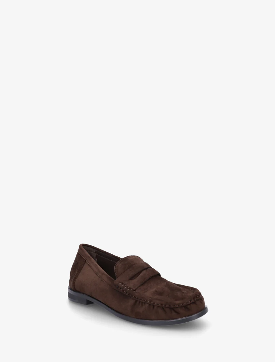 Loafers in suèdine met geplooid effect - Bruin - Image 2