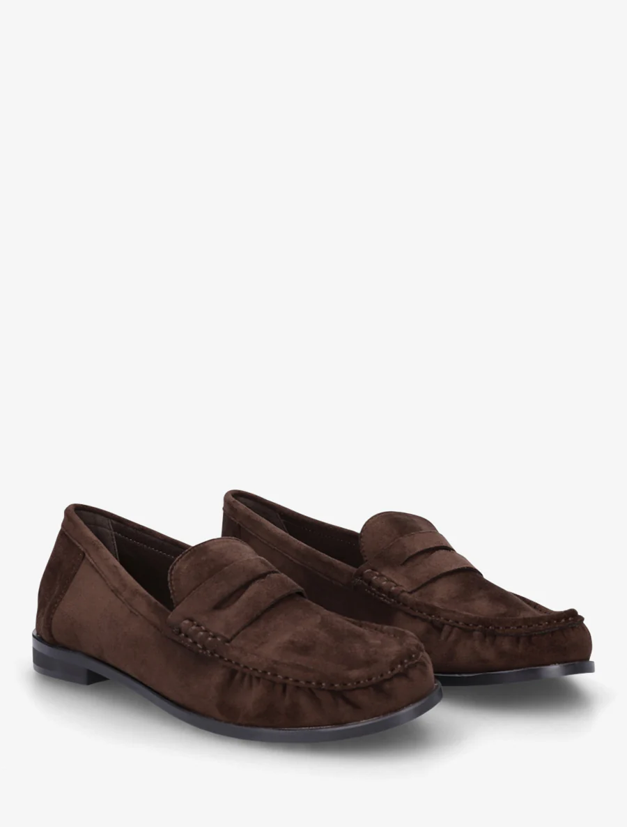 Loafers in suèdine met geplooid effect - Bruin - Image 4