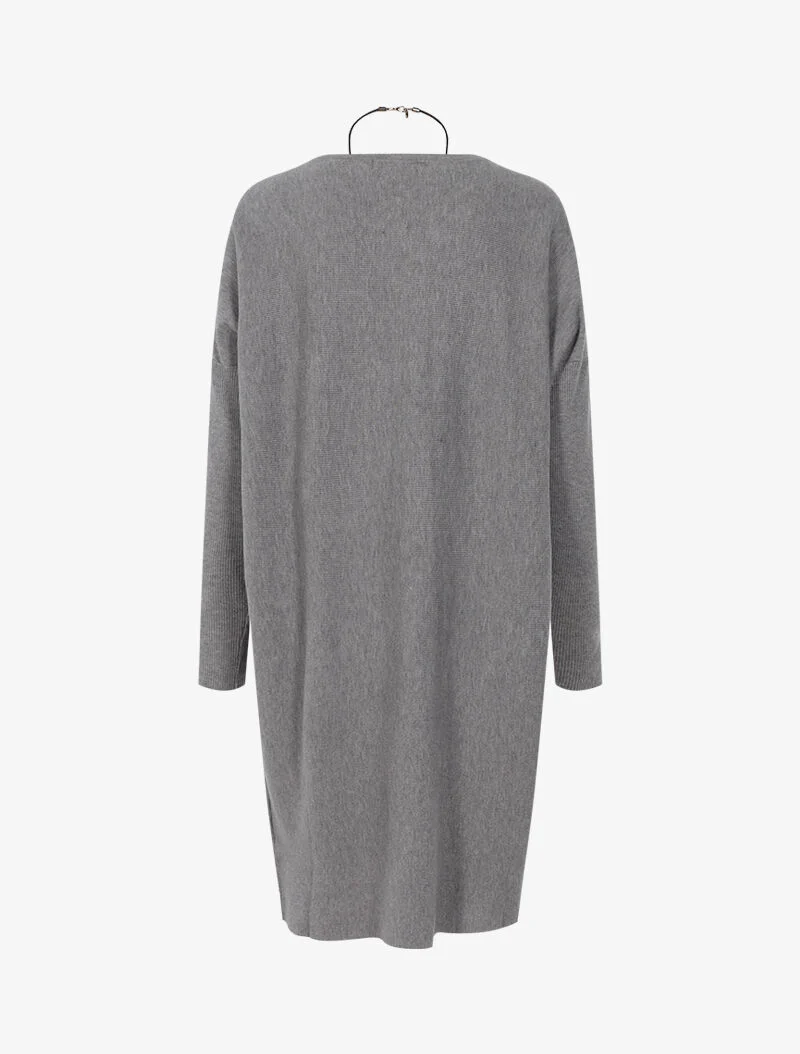 Losse jurk met ketting - lichtgrijs - Image 2