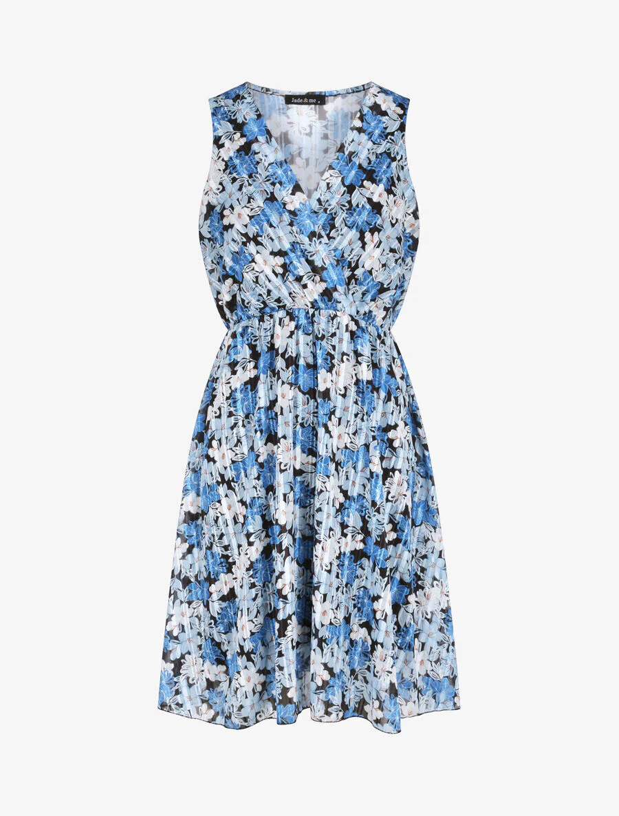 Lys geprinte A-lijn jurk - Blauw