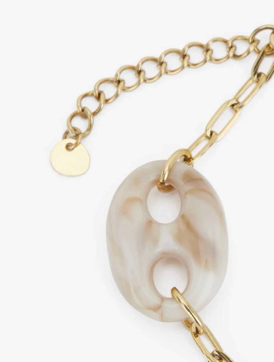 Marinelink armband en koffieboonzaden - Goud - Image 3