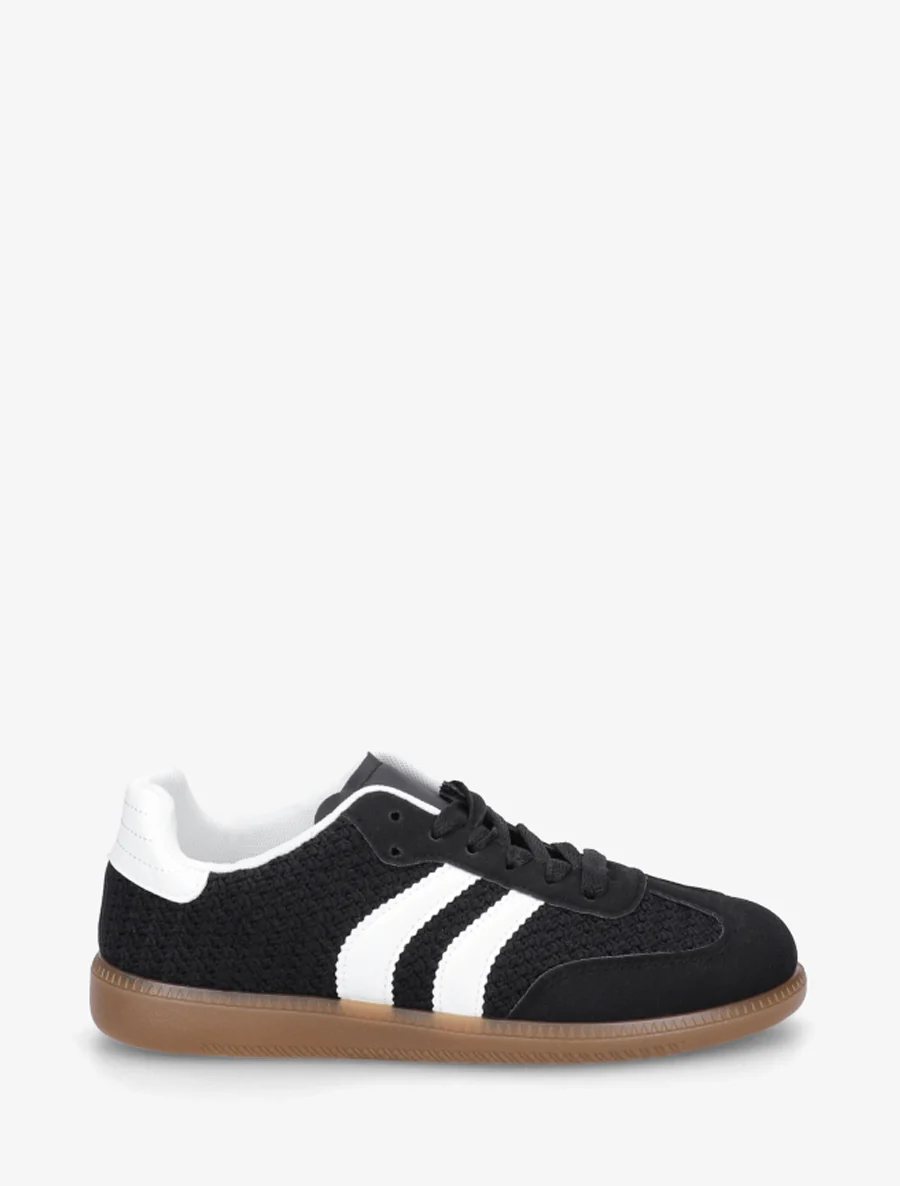 Meshsneakers met contrasterende strepen - Zwart