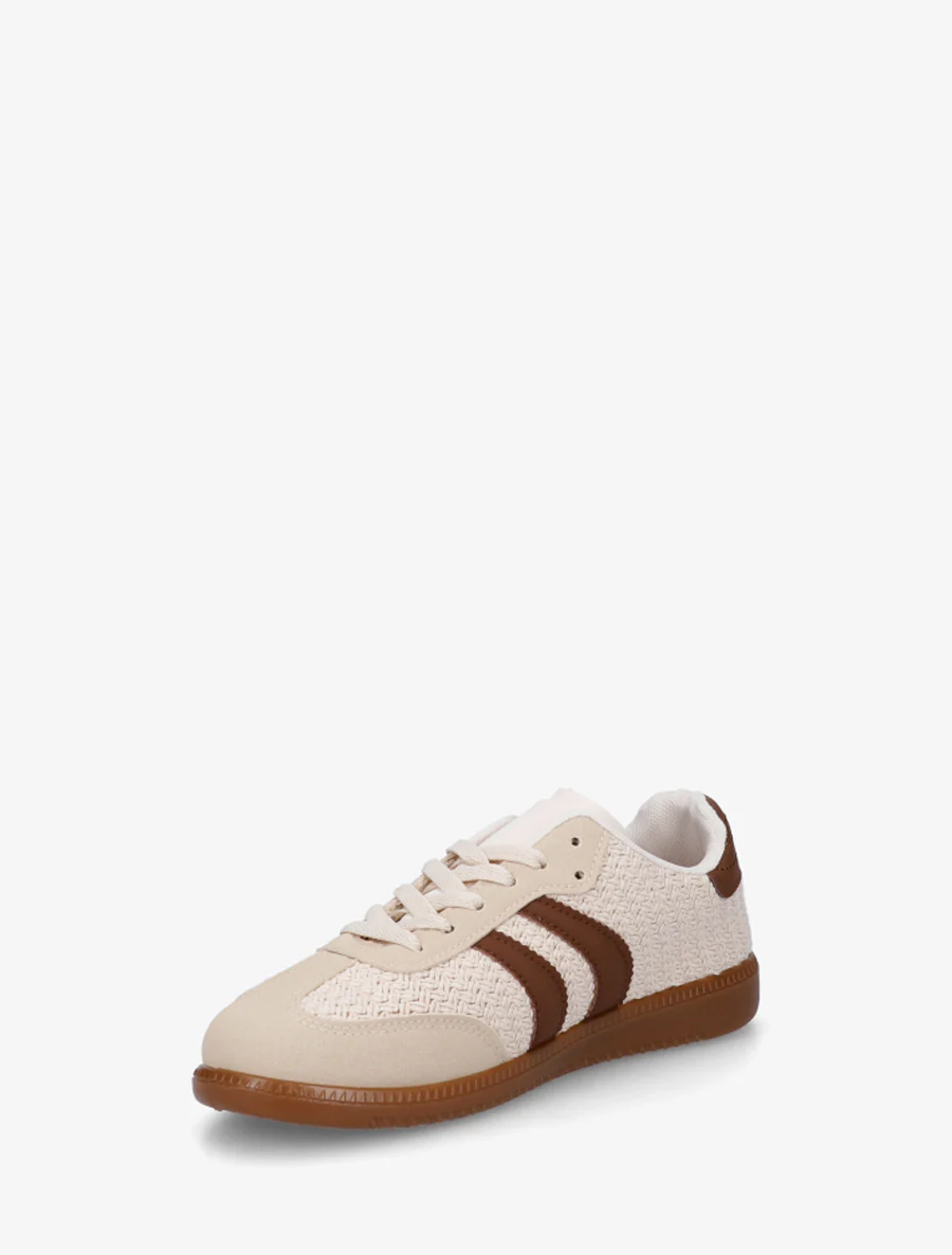 Meshsneakers met contrasterende strepen - Beige - Image 3