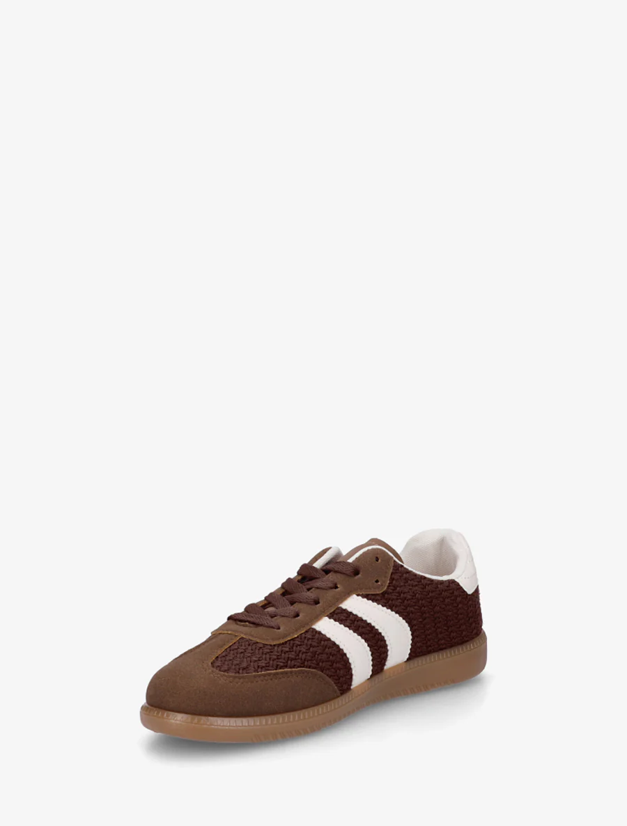 Meshsneakers met contrasterende strepen - Bruin - Image 3