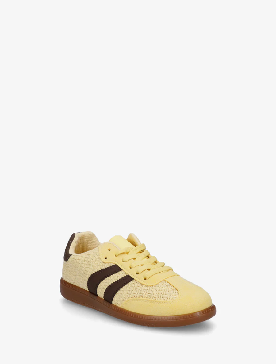 Meshsneakers met contrasterende strepen - Geel - Image 2