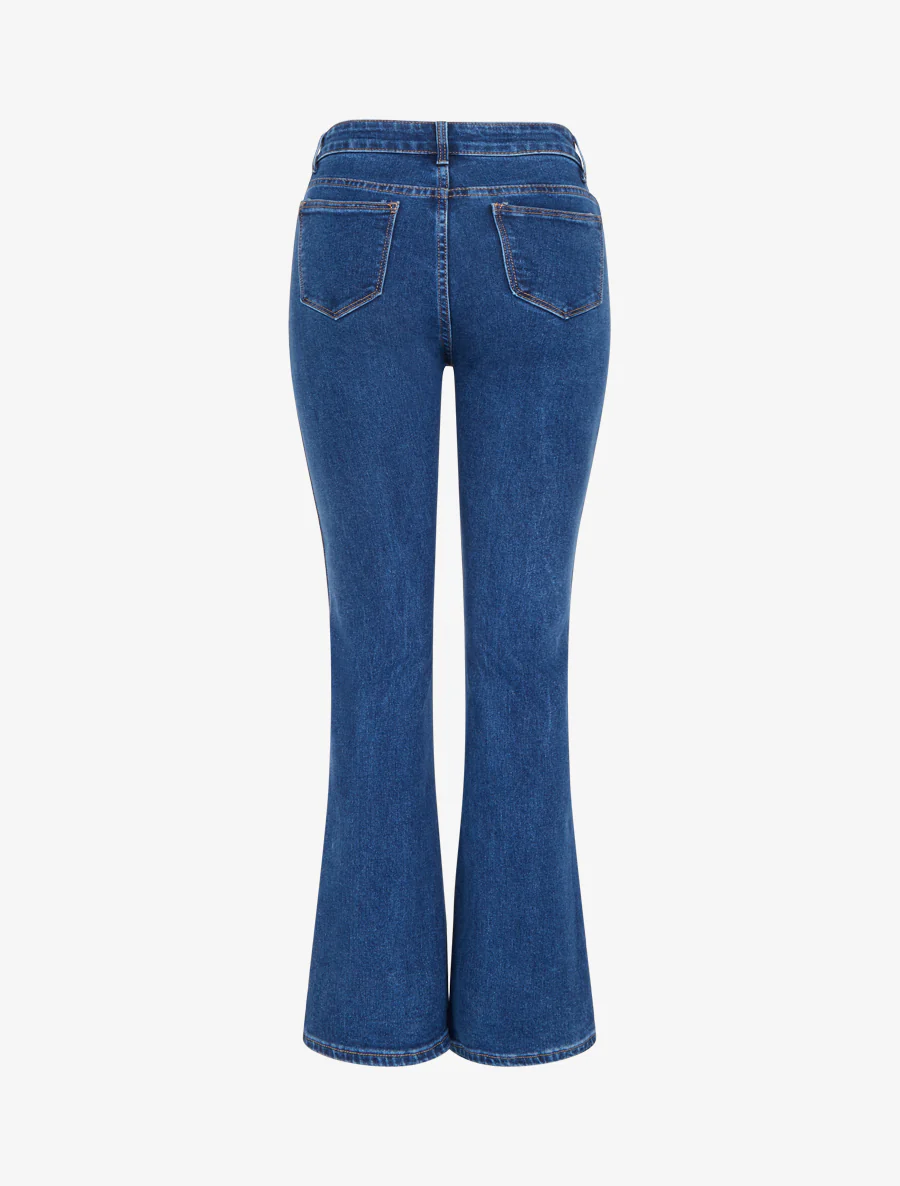 Met knopen versierde jeans met hoge taille en wijde pijpen - Ongerept blauw - Image 2