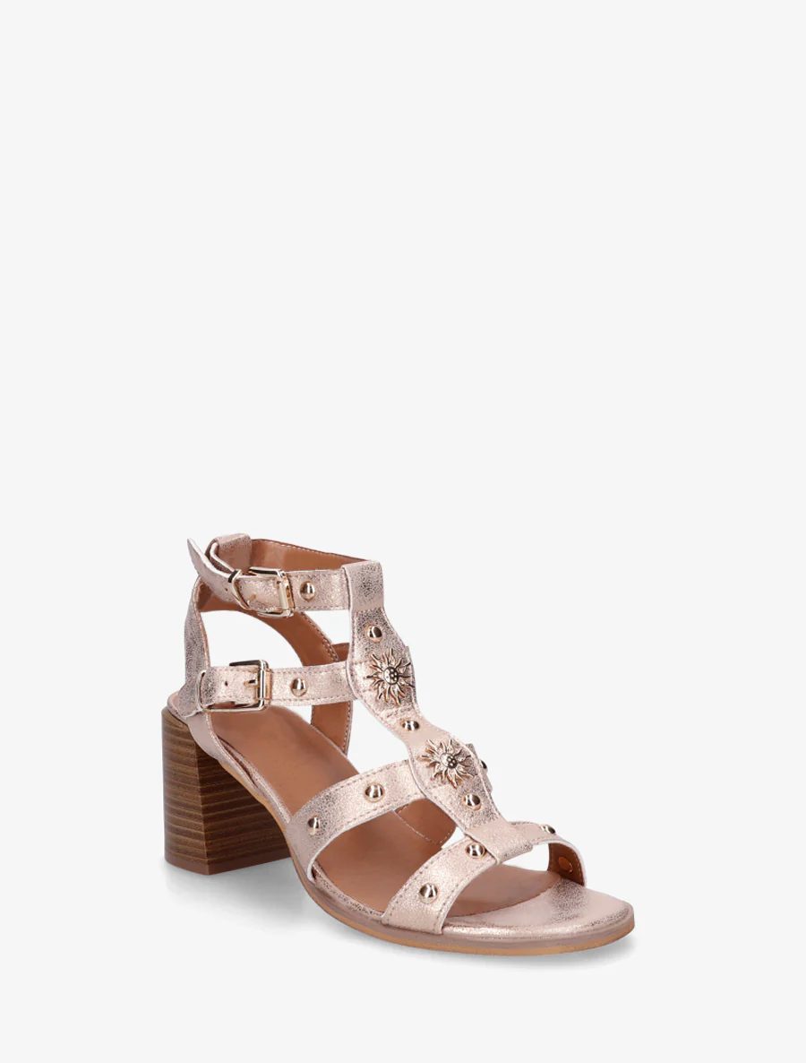 Met studs versierde sandalen met hak - Roségoud - Image 2