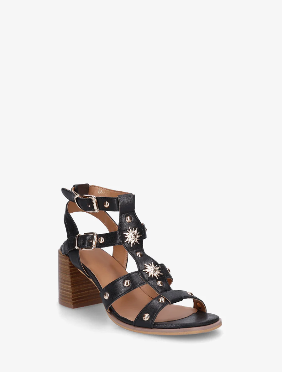 Met studs versierde sandalen met hak - Zwart - Image 2