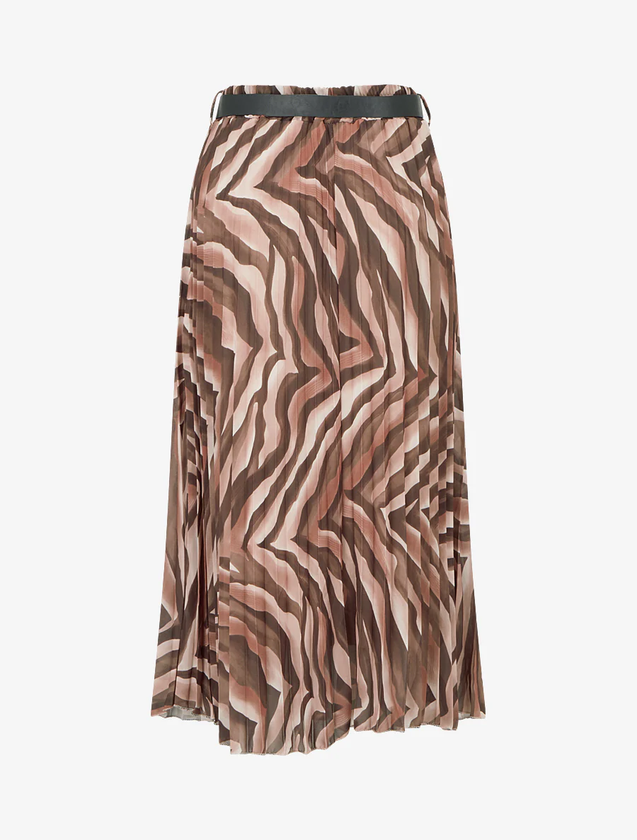 Midirok met plooien en fantasieprint - Bruin - Image 2