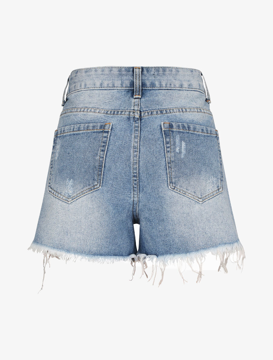 Mini short recht gescheurd - Lichtblauw - Image 2