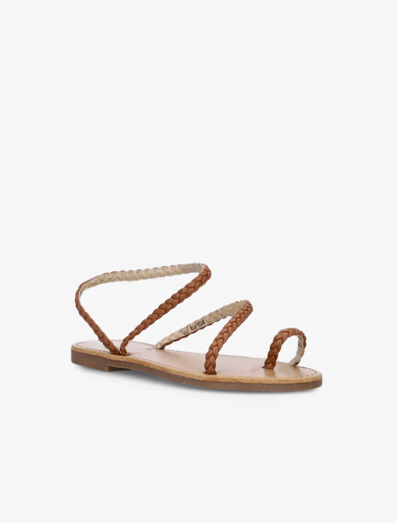 Gevlochten minimalistische sandalen - camel - Image 3