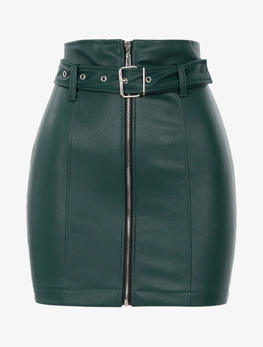 Minirok met rits. - Groen