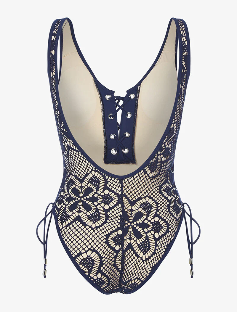 Monokini haakeffect - marineblauw - Image 2