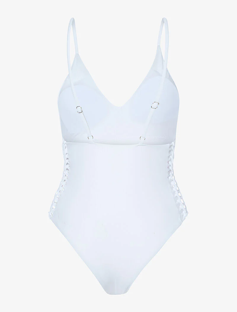 Monokini met opengewerkte zijkanten - wit - Image 2
