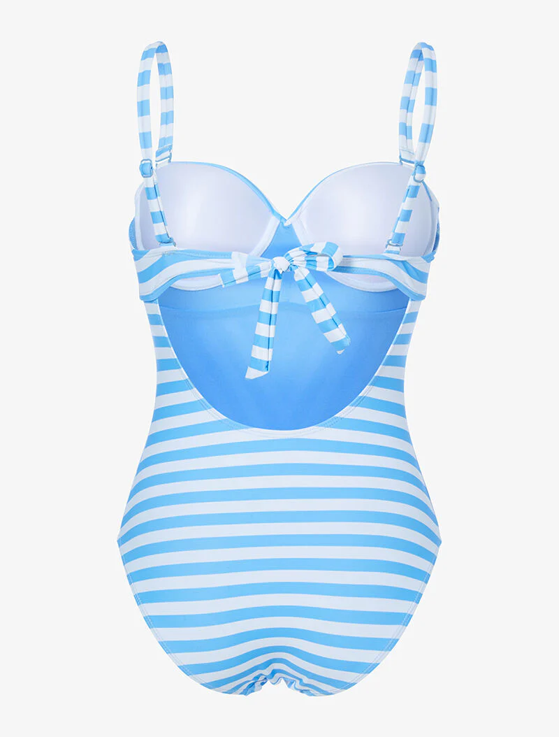 Monokini met strepen - lichtblauw - Image 2