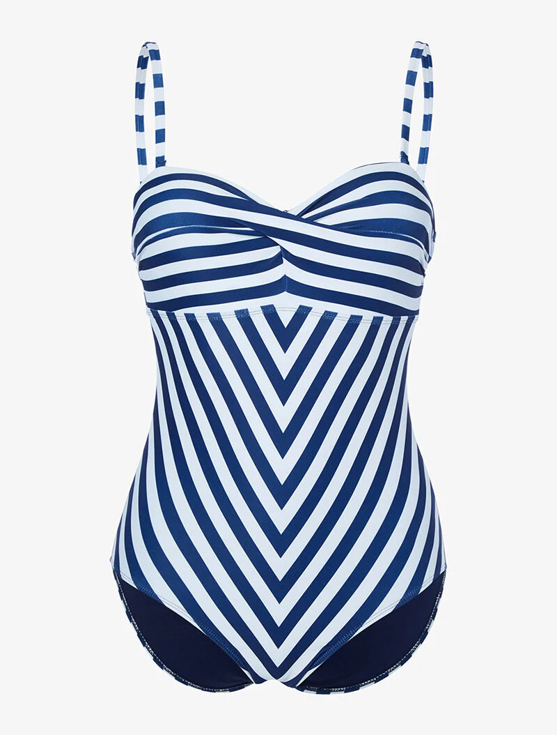Monokini met strepen - marineblauw - marine