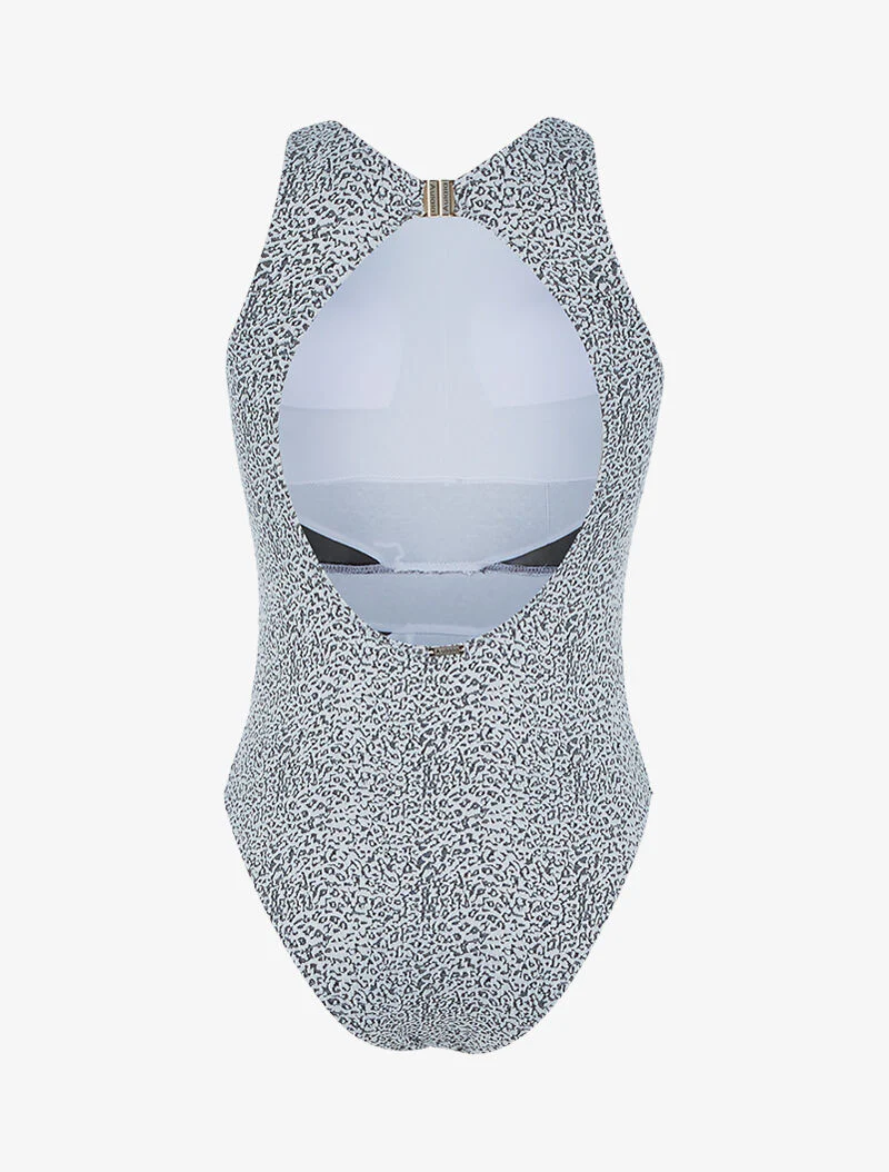 Textuur monokini met open rug - zwart/ecru - Image 2