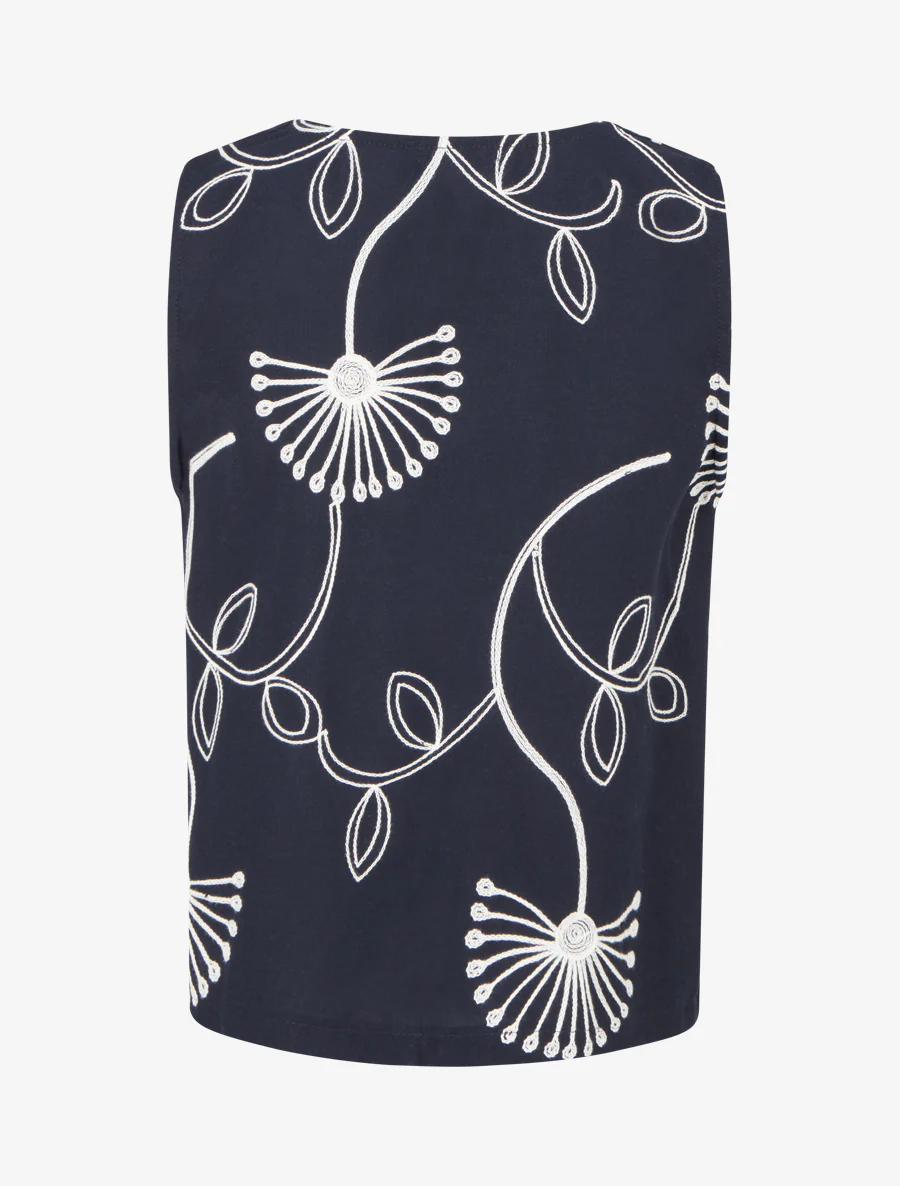 Mouwloos linnen-look vest - Marine - Image 2