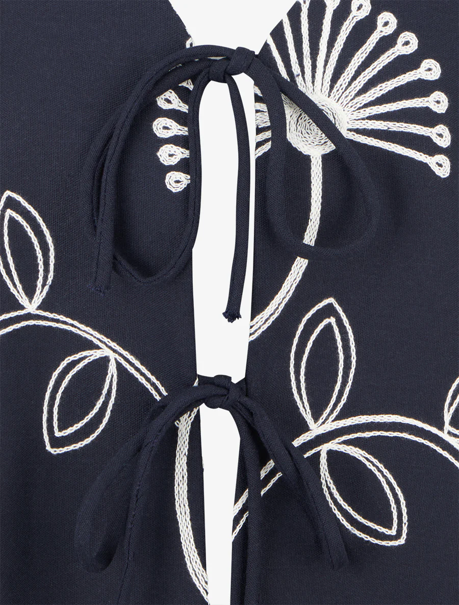 Mouwloos linnen-look vest - Marine - Image 3