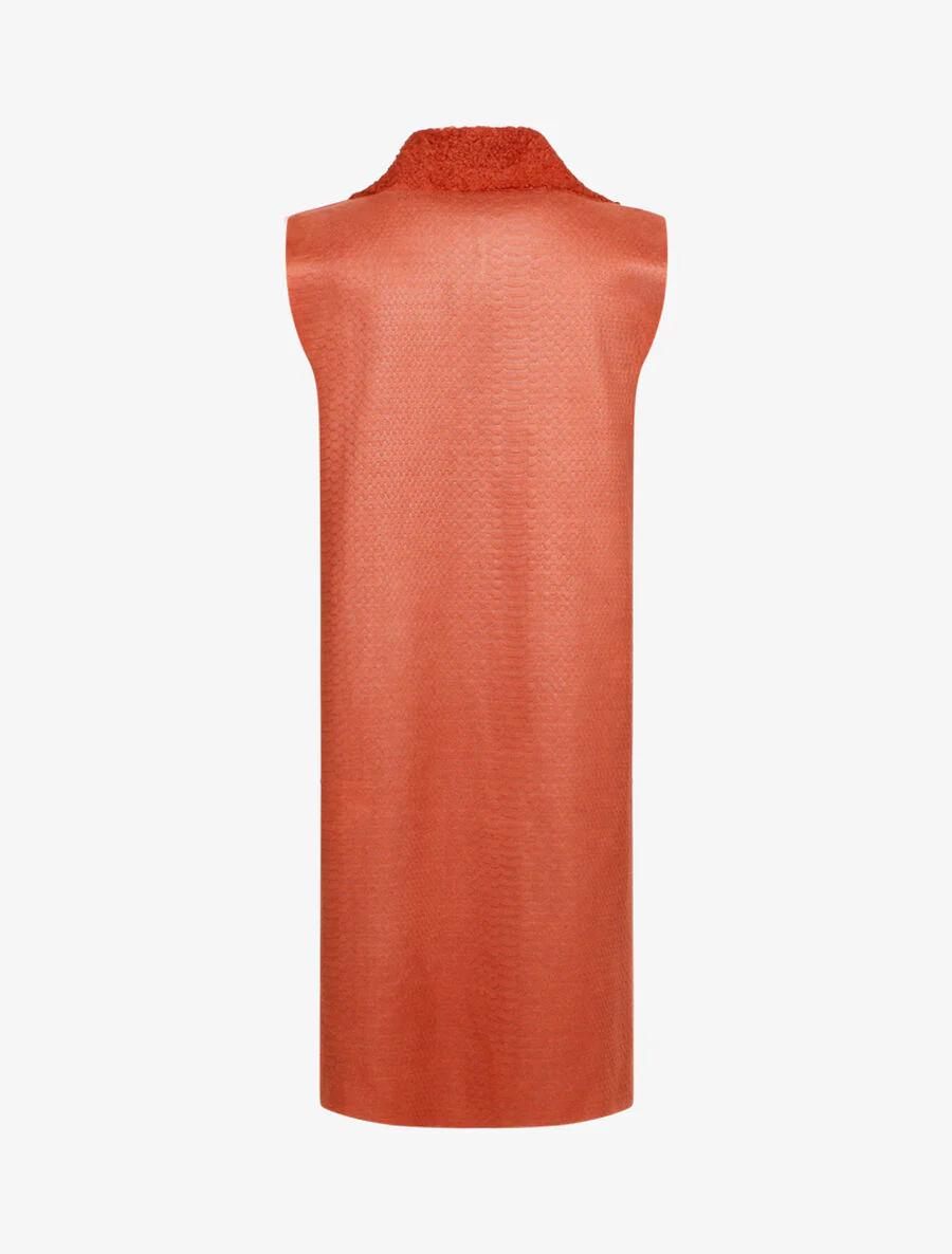 Mouwloos vest met schubbenprint - Baksteen - Image 2