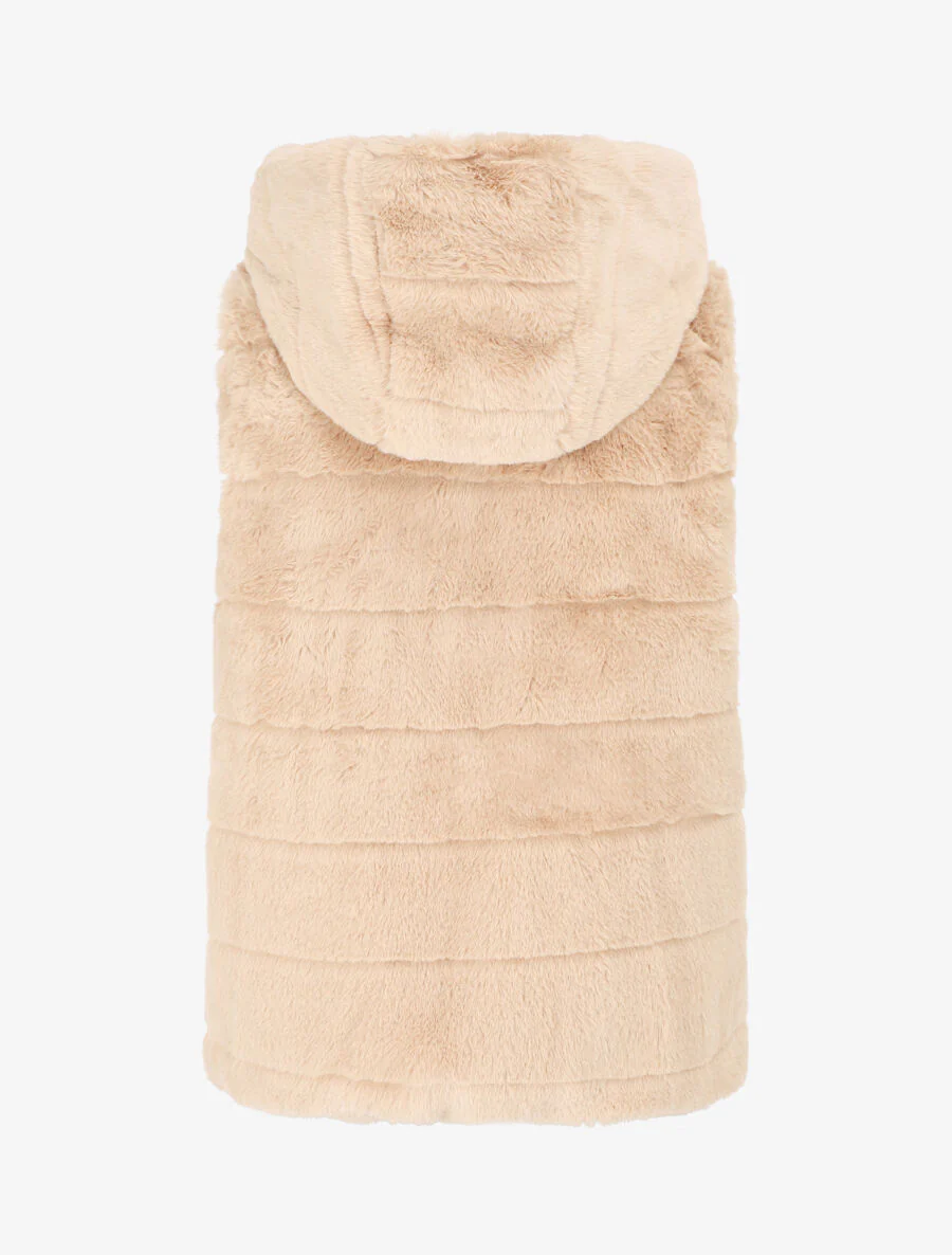 Mouwloos vest van synthetisch bont - beige - Image 2